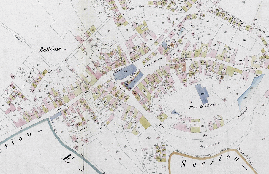 Cadastre de Bellême 19ème - Source : Archives Départementales de l'Orne
