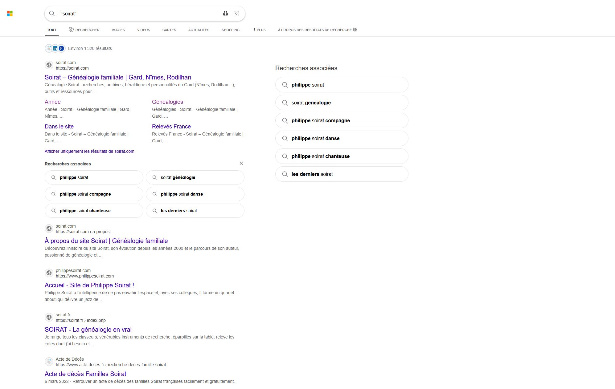 Résultats Bing pour soirat