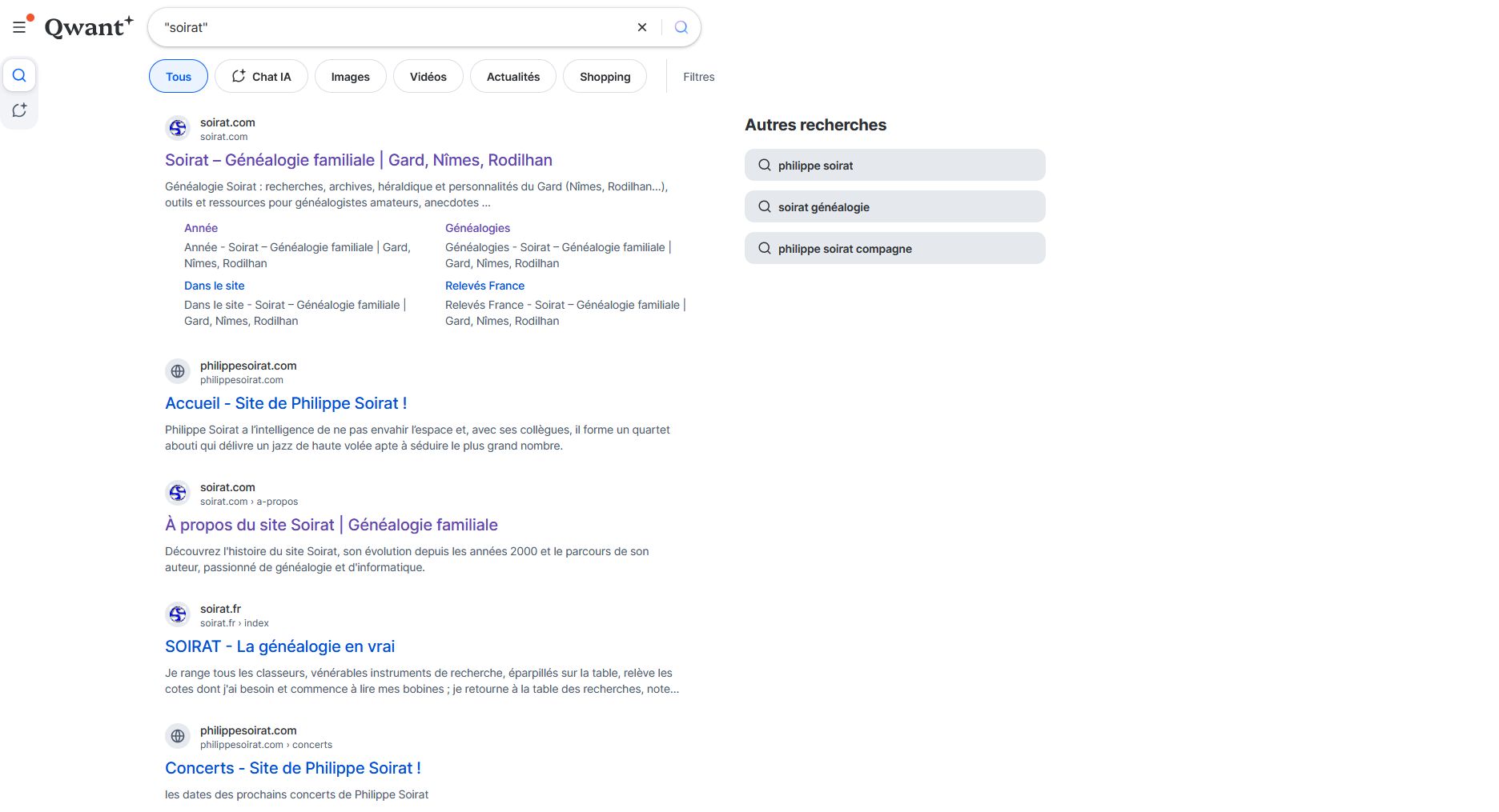 Résultats Qwant pour soirat